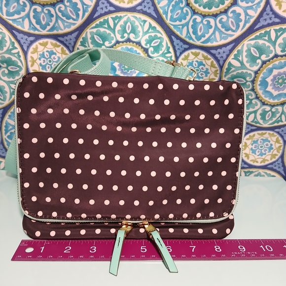 Fossil Black and White Polka Dot Bag With Teal Trim - Picture 8 of 9